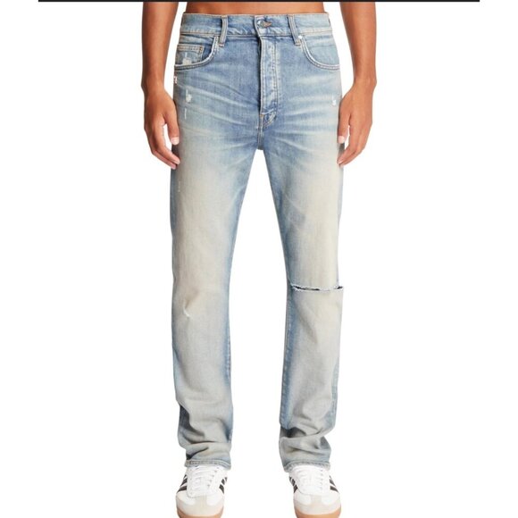 Amiri Men Blue Slash Slim Jeans, Size 33 M76 - Picture 1 of 12